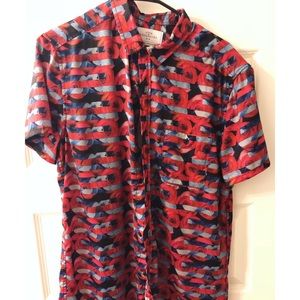 Vintage Button Down Silk Trippy Flowers